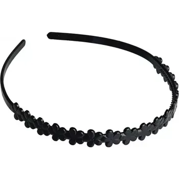 Plastová čelenka černá lesklá - kytka