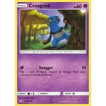 Volný čas Pokémon UPR 056/156 Croagunk - Ultra Prism Stav: Excellent, Verze: NORMAL