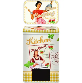 Dóza na potraviny Easy Life Plechová kuchyňská dóza Vintage Home 9,5x6,5x14,5 cm