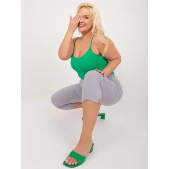 Dámské kalhoty Dámské kalhoty s rozparky 3/4 plus size ROMA světle šedé