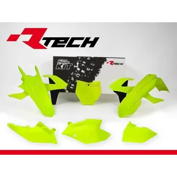 RACETECH kompletní plasty KTM SX 125/150 16-18, SX 250 17-18, SXF 250/350/450 16-18, barva žlutá fluo (tabulka a kryt filtru)
