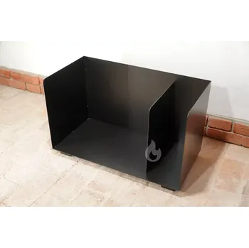 BRAVER Dřevník, zásobník na krbové dřevo 2-BOX 80x40x50cm s přepážkou, 4 nožky, černý