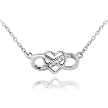 Náhrdelník Stříbrný náhrdelník srdíčko s nekonečnem a zirkony
