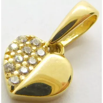 Přívěsek Klenoty Budín Dámský zlatý přívěsek se zirkony srdíčko 585/0,57gr H334 (Klenoty Budín Dámský zlatý přívěsek se zirkony srdíčko 585/0,57gr H334)