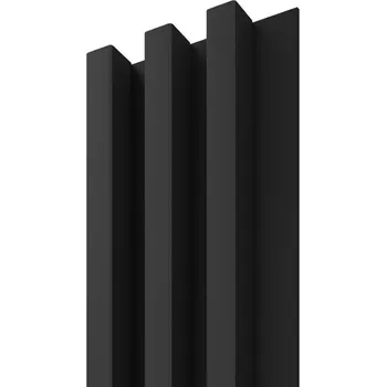 Obklad Stegu LINEA SLIM 3 dřevěné lamely na desce - černá | černá, 2650 x 150 x 30 mm