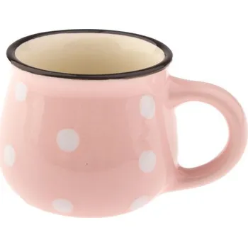 Keramický hrneček na espresso s puntíky, růžová, 75ml
