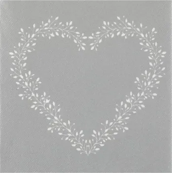 Svatební dekorace Ubrousky - Airlaid Srdce, stříbrné