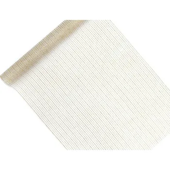 Svatební dekorace Organza bílá - zlatý potisk pruhy 48 cm x 9 m