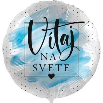 Party dekorace Foliový balonek Vítaj na svete SK - modrý 43 cm