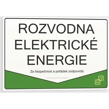 Plechová cedule Rozvodna elektrické energie Plast 297 x 210 mm (A4) tl. 0.5 mm - Kód: 03189