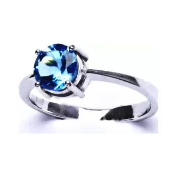 Prsten Zlatý prsten, bílé i žluté zlato, přírodní Topaz swiss 8 mm - T 1357