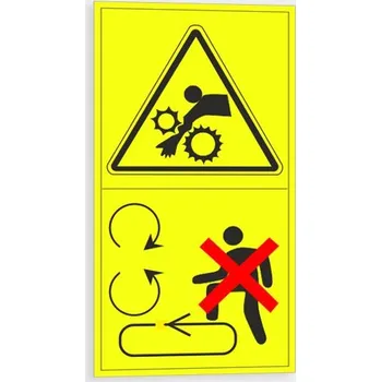 Výstraha - Riziko vtažení paží do stroje Nevstupujte na pohyblivé části Samolepka 45 x 85 mm tl. 0.1 mm - arch 12 ks - Kód: 09286