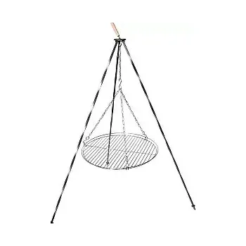 Outdoor vaření Trojnožka 1,5 m ocelová a rošt 60 cm (grilovací rošt 60 cm na trojnožce 150 cm ocení každý milovník venkovního grilování)