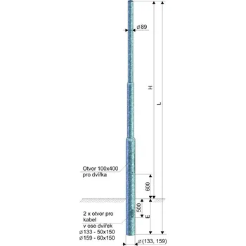 Venkovní osvětlení KOOPERATIVA Stožár UZM 10-133/108/89, žárový zinek 12100-00071