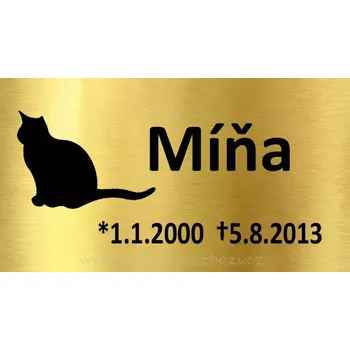 Smuteční dekorace Rytá cedulka na urnu Míňa zlatá