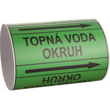 Lepicí páska Páska na značení potrubí Signus M25 - TOPNÁ VODA OKRUH Samolepka 80 x 62 mm, délka 1,5 m, Kód: 26014