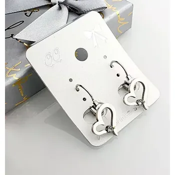 Náušnice Dámské ocelové náušnice - francouzský háček - srdce s kamínkem