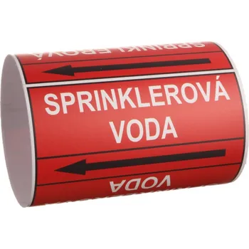 Lepicí páska Páska na značení potrubí Signus M25 - SPRINKLEROVÁ VODA Samolepka 100 x 77 mm, délka 1,5 m, Kód: 26111