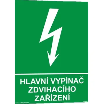 Hlavní vypínač zdvihacího zařízení Plast 210 x 297 mm (A4) tl. 0.5 mm - Kód: 05461
