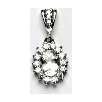Přívěsek Stříbrný přívěsek, přírodní křišťál, čiré zirkony, Kate, P 1507