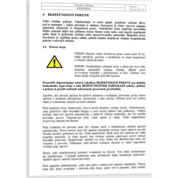 Značení Návod k obsluze Čelní soustruh 210 x 297 mm (A4) tl. mm - Kód: 02690