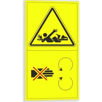 Výstraha - Riziko namotání se na točící hřídel Nesahej do tohoto prostoru Samolepka 95 x 175 mm tl. 0.1 mm - Kód: 09303