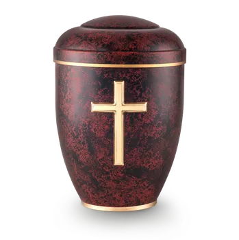Smuteční dekorace Ekologická urna Rustica - Kříž/Červená