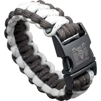 Moto vesta Reflexní pásek, náramek Signus Paracord bílá/tmavošedá S obvod 17,8 cm - Kód: 13747