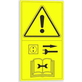 Výstraha - Při opravách nebo seřizování odpoj od zdroje elektřiny Samolepka 95 x 175 mm tl. 0.1 mm - Kód: 09270