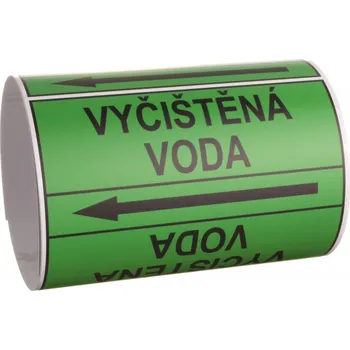 Páska na značení potrubí Signus M25 - VYČIŠTĚNÁ VODA Samolepka 100 x 77 mm, délka 1,5 m, Kód: 25920