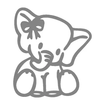 Samolepící dekorace SAMOLEPKA Slon 033 pravá slůně s mašlí (17 - šedá) NA AUTO, NÁLEPKA, FÓLIE, POLEP, TUNING, VLASTNÍ TEXT, TISK, AUTOSAMOLEPKY.cz, POLEPY, OBRÁZEK, LOGO, SAMOLEPKY