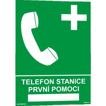 Telefon stanice první pomoci Samolepka 210 x 297 mm (A4) tl. 0.1 mm - Kód: 05445