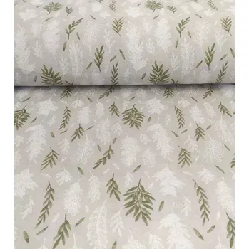 Loneta dekorační látka větvičky zelené | RTex