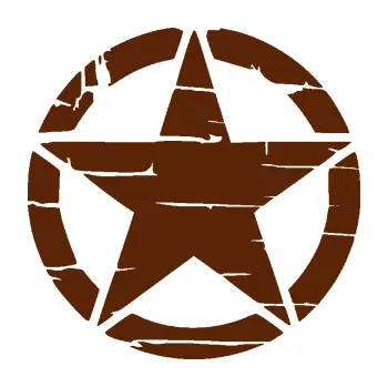 Samolepící dekorace SAMOLEPKA Hvězda army 008 narušená (15 - hnědá) NA AUTO, NÁLEPKA, FÓLIE, POLEP, TUNING, VLASTNÍ TEXT, TISK, AUTOSAMOLEPKY.cz, POLEPY, OBRÁZEK, LOGO, SAMOLEPKY