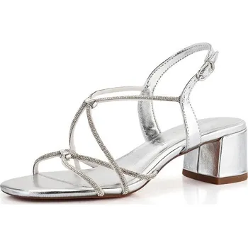 Dámské sandále Tamaris metalické páskové sandály na podpatku Silver 1-28236-42 - 39 | P685929