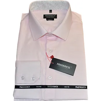 Pánská košile Pánská košile s dlouhým rukávem - střih SLIM - vzor F617 - růžová barva - 37