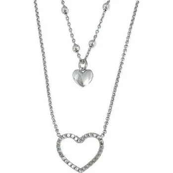 Náhrdelník Stříbrný náhrdelník kaskáda se srdíčky délka náhrdelníku 42+3cm