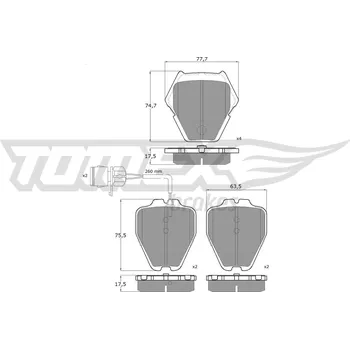 Brzdová destička Sada brzdových destiček, kotoučová brzda TOMEX Brakes TX 13-15