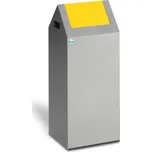 Nádoba na odpad, z ocelového plechu, samozhášecí, 60 litrů, stříbrná, žluté víko