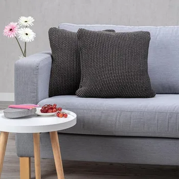 Napínací potah decoDoma napínací potah strečový NIAGARA antracitová povlaky na polštářky 2 ks ( 40 x 40 cm)