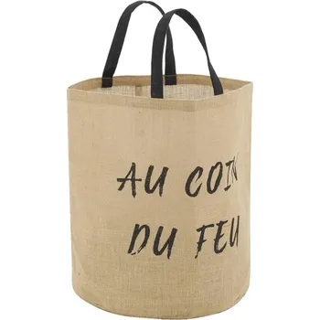 Přírodní jutová taška na dřevo vak-černý nápis.