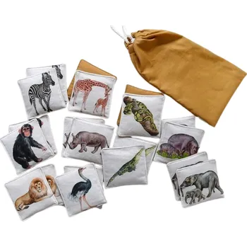 Výuková hračka MyMoo Textilní pexeso - 10 párů - Procházka divočinou