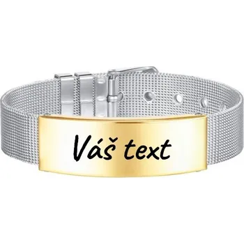 Náramek Luxusní personalizovaný výrazný náramek s gravírováním - Vlastní text Barva: Zlatá
