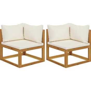 Zahradní pohovka vidaXL Sekční rohové pohovky 2 ks s poduškami masivní akáciové dřevo [318551] Barva: krémová