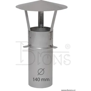 Kouřovod Komínová stříška s prodlouženou vsuvkou nerez 140 mm