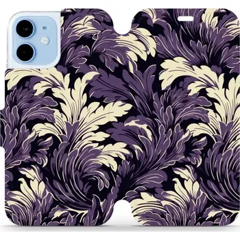 Pouzdro na mobilní telefon Flipové pouzdro Mobiwear - Apple iPhone 12 Mini - VA46S Fialové rostliny (Knížkové flip pouzdro, obal, kryt na mobil Apple iPhone 12 Mini - VA46S Fialové rostliny, materiál Umělá kůže + TPU - ochrana 360°, stojánek, silikonová vanička, magnetické zavírání