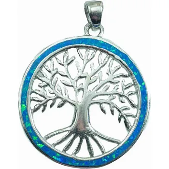 Přívěsek River Šperky. Stříbrný přívěsek. 992024802 Strom života, modrý umělý drahokam Opál