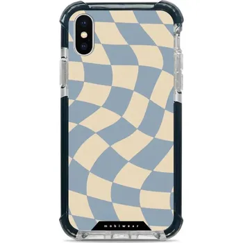 Pouzdro na mobilní telefon Odolný obal Mobiwear MagSafe Elite Bumper - Apple iPhone X / XS - DA59D Modrá a béžová šachovnice (Odolný kryt, pouzdro, obal Mobiwear Elite Bumper na mobil Apple iPhone X / XS - DA59D Modrá a béžová šachovnice, materiál Plast + TPU silikon + kov - zesíle
