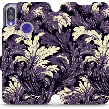 Pouzdro na mobilní telefon Flipové pouzdro Mobiwear - Xiaomi Redmi Note 7 - VA46S Fialové rostliny (Knížkové flip pouzdro, obal, kryt na mobil Xiaomi Redmi Note 7 - VA46S Fialové rostliny, materiál Umělá kůže + TPU - ochrana 360°, stojánek, silikonová vanička, magnetické zavírání)