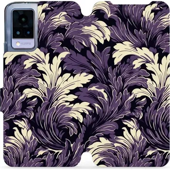 Pouzdro na mobilní telefon Flipové pouzdro Mobiwear - Vivo V21 5G - VA46S Fialové rostliny (Knížkové flip pouzdro, obal, kryt na mobil Vivo V21 5G - VA46S Fialové rostliny, materiál Umělá kůže + TPU - ochrana 360°, stojánek, silikonová vanička, magnetické zavírání)